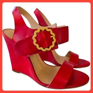 STUNNING Designer Luxury Luiza Barcelos Red Leather Wedge Sandals Size 6